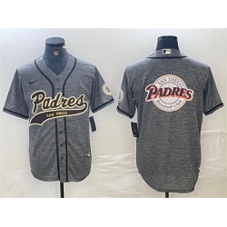 Men San Diego Padres Gray Team Big Logo Cool Base Stitched Baseball Jersey