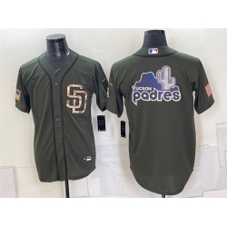 Men San Diego Padres Team Big Logo Olive Camo Cool Base Stitched Baseball Jersey