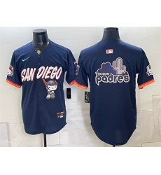 Men San Diego Padres X Hello Kitty Team Big Logo Obsidian 2026 City Connect Stadium Stitched Baseball Jersey