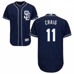 Mens Majestic San Diego Padres 11 Allen Craig Navy Blue Alternate Flex Base Authentic Collection MLB Jersey