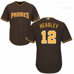 Mens Majestic San Diego Padres 12 Chase Headley Replica Brown Alternate Cool Base MLB Jersey 