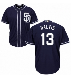 Mens Majestic San Diego Padres 13 Freddy Galvis Replica Navy Blue Alternate 1 Cool Base MLB Jersey 