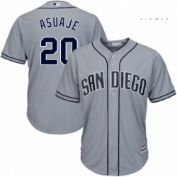 Mens Majestic San Diego Padres 20 Carlos Asuaje Replica Grey Road Cool Base MLB Jersey 