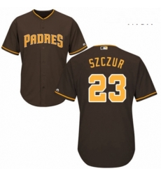 Mens Majestic San Diego Padres 23 Matt Szczur Replica Brown Alternate Cool Base MLB Jersey 