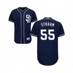 Mens San Diego Padres 55 Matt Strahm Navy Blue Alternate Flex Base Authentic Collection Baseball Jersey