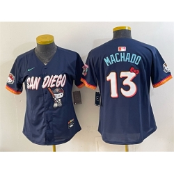 Women San Diego Padres X Hello Kitty  13 Manny Machado Obsidian 2026 City Connect Stadium Stitched Baseball Jersey Run Small 