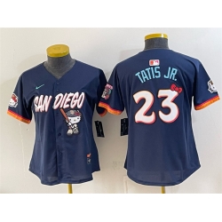 Women San Diego Padres X Hello Kitty  Fernando Tatis Jr  Obsidian 2026 City Connect Stadium Stitched Baseball Jersey Run Small 
