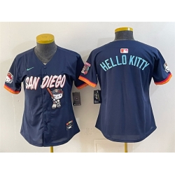 Women San Diego Padres X Hello Kitty Obsidian 2026 City Connect Stadium Stitched Baseball Jersey Run Small 