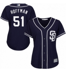 Womens Majestic San Diego Padres 51 Trevor Hoffman Authentic Navy Blue Alternate 1 Cool Base MLB Jersey 