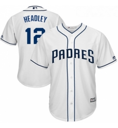 Youth Majestic San Diego Padres 12 Chase Headley Authentic White Home Cool Base MLB Jersey 