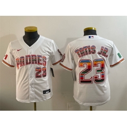 Youth San Diego Padres 23 Fernando Tatis Jr  White Mexico Cool Base Stitched Baseball Jersey