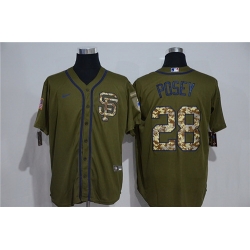 Giants 28 Buster Posey Olive 2020 Nike Cool Base Jersey