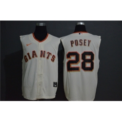 Giants 28 Buster Posey White Nike Cool Base Sleeveless Jersey