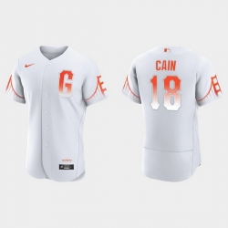 Men San Francisco Giants 18 Matt Cain Men 2021 City Connect Authentic White Jersey