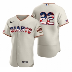 Men San Francisco Giants 22 Will Clark Men Nike Cream Fluttering USA Flag Limited Edition Flex Base MLB Jersey