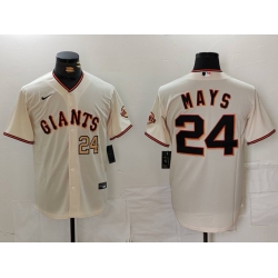 Men San Francisco Giants 24 Willie Mays Cream Stitched Baseball Jersey 616