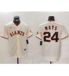 Men San Francisco Giants 24 Willie Mays Cream Stitched Baseball Jersey