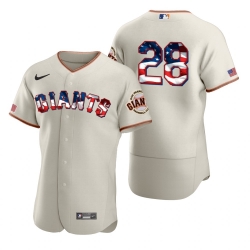 Men San Francisco Giants 28 Buster Posey Men Nike Cream Fluttering USA Flag Limited Edition Flex Base MLB Jersey