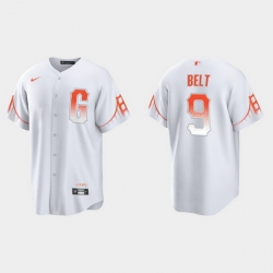 Men San Francisco Giants 9 Brandon Belt Men 2021 City Connect White Fan Version Jersey