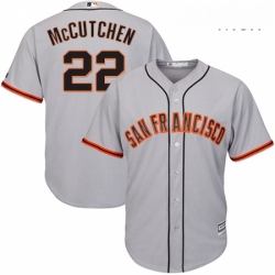 Mens Majestic San Francisco Giants 22 Andrew McCutchen Replica Grey Road Cool Base MLB Jersey 