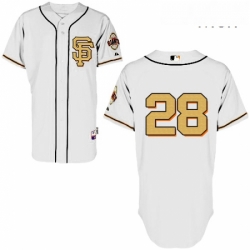 Mens Majestic San Francisco Giants 28 Buster Posey Replica CreamGold No MLB Jersey