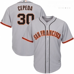 Mens Majestic San Francisco Giants 30 Orlando Cepeda Replica Grey Road Cool Base MLB Jersey