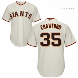 Mens Majestic San Francisco Giants 35 Brandon Crawford Replica Cream Home Cool Base MLB Jersey