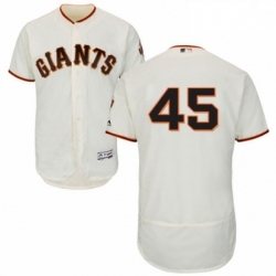 Mens Majestic San Francisco Giants 45 Derek Holland Cream Home Flex Base Authentic Collection MLB Jersey