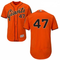 Mens Majestic San Francisco Giants 47 Johnny Cueto Orange Alternate Flex Base Authentic Collection MLB Jersey