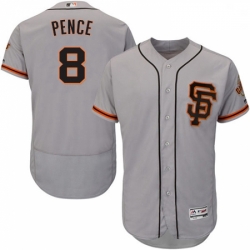 Mens Majestic San Francisco Giants 8 Hunter Pence Grey Alternate Flex Base Authentic Collection MLB Jersey 