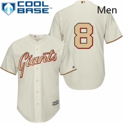 Mens Majestic San Francisco Giants 8 Hunter Pence Replica Cream Commemorative Cool Base MLB Jersey