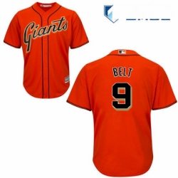 Mens Majestic San Francisco Giants 9 Brandon Belt Replica Orange Alternate Cool Base MLB Jersey