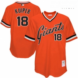 Mens Mitchell and Ness San Francisco Giants 18 Duane Kuiper Replica Orange Throwback MLB Jersey 