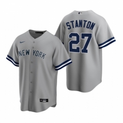 Mens Nike New York Yankees 27 Giancarlo Stanton Gray Road Stitched Baseball Jersey