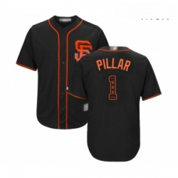 Mens San Francisco Giants 1 Kevin Pillar Authentic Black Team Logo Fashion Cool Base Baseball Jersey 