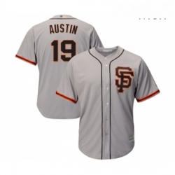 Mens San Francisco Giants 19 Tyler Austin Replica Grey Road 2 Cool Base Baseball Jersey 