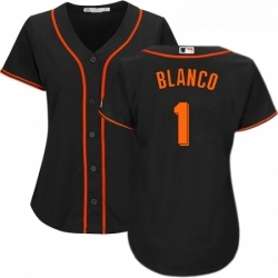 Womens Majestic San Francisco Giants 1 Gregor Blanco Replica Black Alternate Cool Base MLB Jersey 