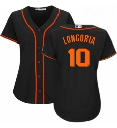 Womens Majestic San Francisco Giants 10 Evan Longoria Authentic Black Alternate Cool Base MLB Jersey 