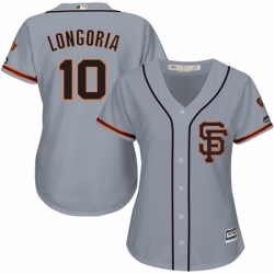 Womens Majestic San Francisco Giants 10 Evan Longoria Authentic Grey Road 2 Cool Base MLB Jersey 