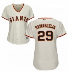 Womens Majestic San Francisco Giants 29 Jeff Samardzija Replica Cream Home Cool Base MLB Jersey