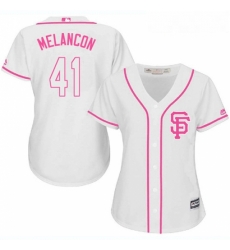 Womens Majestic San Francisco Giants 41 Mark Melancon Authentic White Fashion Cool Base MLB Jersey