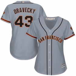 Womens Majestic San Francisco Giants 43 Dave Dravecky Replica Grey Road Cool Base MLB Jersey