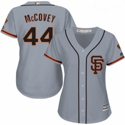 Womens Majestic San Francisco Giants 44 Willie McCovey Authentic Grey Road 2 Cool Base MLB Jersey