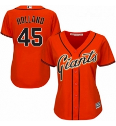 Womens Majestic San Francisco Giants 45 Derek Holland Replica Orange Alternate Cool Base MLB Jersey 