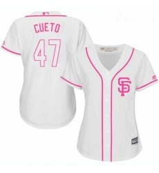 Womens Majestic San Francisco Giants 47 Johnny Cueto Replica White Fashion Cool Base MLB Jersey