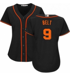 Womens Majestic San Francisco Giants 9 Brandon Belt Replica Black Alternate Cool Base MLB Jersey