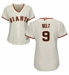 Womens Majestic San Francisco Giants 9 Brandon Belt Replica Cream Home Cool Base MLB Jersey