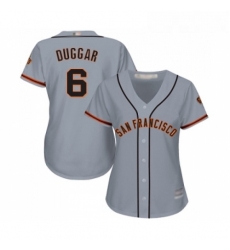 Womens San Francisco Giants 6 Steven Duggar Replica Grey Road Cool Base Baseball Jersey 