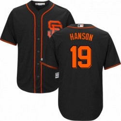 Youth Majestic San Francisco Giants 19 Alen Hanson Replica Black Alternate Cool Base MLB Jersey 