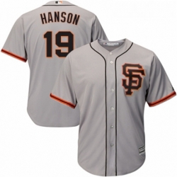 Youth Majestic San Francisco Giants 19 Alen Hanson Replica Grey Road 2 Cool Base MLB Jersey 